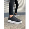 JY007 Alba Bağcıksız Cilt Erkek Günlük Sneaker Ayakkabı CBT Siyah