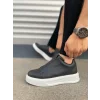 JY007 Alba Bağcıksız Cilt Erkek Günlük Sneaker Ayakkabı CBT Siyah