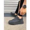 JY007 Alba Bağcıksız Cilt Erkek Günlük Sneaker Ayakkabı CST Siyah