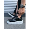 JY010 Cloud Bağcıklı Rugan Erkek Günlük Sneaker Ayakkabı RBT - Siyah