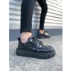 JY010 Cloud Bağcıklı Rugan Erkek Günlük Sneaker Ayakkabı RST - Siyah