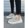 JY010 Cloud Bağcıklı Süet Erkek Günlük Sneaker Ayakkabı SBT - Krem/Beyaz