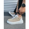 JY010 Cloud Bağcıklı Süet Erkek Günlük Sneaker Ayakkabı SBT - Krem/Beyaz