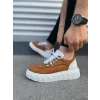 JY010 Cloud Bağcıklı Süet Erkek Günlük Sneaker Ayakkabı SBT - Taba/Beyaz