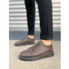 JY0535 Prime Bağcıklı Cilt Erkek Günlük Sneaker Ayakkabı CST - Kahverengi