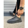 JY0535 Prime Bağcıklı Cilt Erkek Günlük Sneaker Ayakkabı CST - Siyah