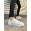 JY122 Mode Bağcıklı Cilt Erkek Günlük Sneaker Ayakkabı CBT - Beyaz