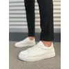 JY122 Mode Bağcıklı Cilt Erkek Günlük Sneaker Ayakkabı CBT - Beyaz