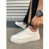 JY122 Mode Bağcıklı Cilt Erkek Günlük Sneaker Ayakkabı CBT - Beyaz