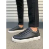 JY122 Mode Bağcıklı Cilt Erkek Günlük Sneaker Ayakkabı CBT - Siyah