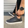 JY122 Mode Bağcıklı Cilt Erkek Günlük Sneaker Ayakkabı CBT - Siyah