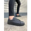 JY122 Mode Bağcıklı Cilt Erkek Günlük Sneaker Ayakkabı CST - Siyah