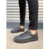 JY122 Mode Bağcıklı Cilt Erkek Günlük Sneaker Ayakkabı CST - Siyah