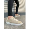 JY122 Mode Bağcıklı Süet Erkek Günlük Sneaker Ayakkabı SBT - Bej