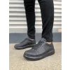 JY151 Boost Bağcıklı Cilt Erkek Günlük Sneaker Ayakkabı CST - Siyah