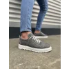 JY152 Cool Bağcıklı Keten Erkek Günlük Spor Klasik Ayakkabı KBT - Gri