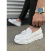 JY154 Blaze Bağcıksız Püsküllü Cilt Erkek Günlük Spor Klasik Ayakkabı CBT - Beyaz