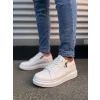 JY155 Warrior Bağcıklı ve Fermuarlı Cilt Erkek Günlük Sneaker Ayakkabı CBT - Beyaz
