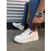 JY155 Warrior Bağcıklı ve Fermuarlı Cilt Erkek Günlük Sneaker Ayakkabı CBT - Beyaz