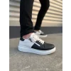 JY155 Warrior Bağcıklı ve Fermuarlı Cilt Erkek Günlük Sneaker Ayakkabı CBT - Beyaz/Siyah