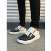 JY155 Warrior Bağcıklı ve Fermuarlı Cilt Erkek Günlük Sneaker Ayakkabı CBT - Beyaz/Siyah