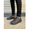 JY155 Warrior Bağcıklı ve Fermuarlı Cilt Erkek Günlük Sneaker Ayakkabı CST - Siyah
