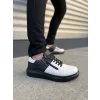 JY155 Warrior Bağcıklı ve Fermuarlı Cilt Erkek Günlük Sneaker Ayakkabı CST - Siyah/Beyaz