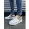 JY155 Warrior Bağcıklı ve Fermuarlı Cilt Süet Erkek Günlük Sneaker Ayakkabı CSBT - Beyaz/Krem