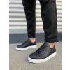 JY165 Elite Bağcıklı Cilt Erkek Günlük Sneaker Ayakkabı CBT - Siyah
