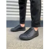 JY165 Elite Bağcıklı Cilt Erkek Günlük Sneaker Ayakkabı CST - Siyah