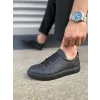 JY165 Elite Bağcıklı Cilt Erkek Günlük Sneaker Ayakkabı CST - Siyah