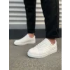 JY166 Prestige Bağcıklı Cilt Kapitone Desenli Erkek Günlük Sneaker Ayakkabı CBT - Beyaz
