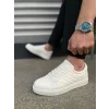 JY166 Prestige Bağcıklı Cilt Kapitone Desenli Erkek Günlük Sneaker Ayakkabı CBT - Beyaz