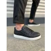 JY166 Prestige Bağcıklı Cilt Kapitone Desenli Erkek Günlük Sneaker Ayakkabı CBT - Siyah