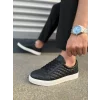 JY166 Prestige Bağcıklı Cilt Kapitone Desenli Erkek Günlük Sneaker Ayakkabı CBT - Siyah