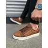 JY166 Prestige Bağcıklı Cilt Kapitone Desenli Erkek Günlük Sneaker Ayakkabı CBT - Taba