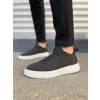 JY204 Flex Bağcıklı Keten Kumaş Erkek Günlük Sneaker Ayakkabı KBT - Siyah