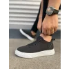 JY204 Flex Bağcıklı Keten Kumaş Erkek Günlük Sneaker Ayakkabı KBT - Siyah