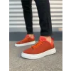 JY204 Flex Bağcıklı Keten Kumaş Erkek Günlük Sneaker Ayakkabı KBT - Turuncu