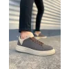 JY204 Flex Bağcıklı Keten Kumaş Erkek Günlük Sneaker Ayakkabı KKT - Kahverengi/Krem