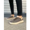 JY204 Flex Bağcıklı Keten Kumaş Erkek Günlük Sneaker Ayakkabı KKT - Kahverengi/Krem