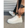 JY502 Bold Bağcıklı Cilt Erkek Günlük Sneaker Ayakkabı CBT - Beyaz