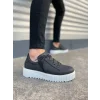 JY502 Bold Bağcıklı Cilt Erkek Günlük Sneaker Ayakkabı CBT - Siyah
