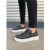 JY502 Bold Bağcıklı Cilt Erkek Günlük Sneaker Ayakkabı CBT - Siyah