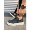 JY502 Bold Bağcıklı Cilt Erkek Günlük Sneaker Ayakkabı CBT - Siyah