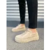 JY502 Bold Bağcıklı Süet Erkek Günlük Sneaker Ayakkabı SKT - Krem