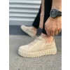 JY502 Bold Bağcıklı Süet Erkek Günlük Sneaker Ayakkabı SKT - Krem