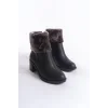 KATYA Fermuarlı Ortopedik Taban Topuklu Kürk DetaylıKadın Bot  ST - Siyah