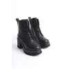 LAUREN Bağcıklı Fermuarlı Ortopedik Taban TopukluKadın Bot ST - Siyah