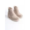 MARGARET Fermuarlı Ortopedik Taban Topuklu Süet Kadın Bot  TT - Ten